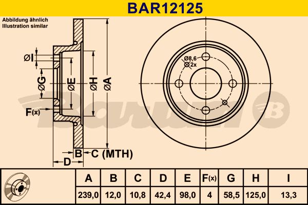 BARUM Bremžu diski BAR12125