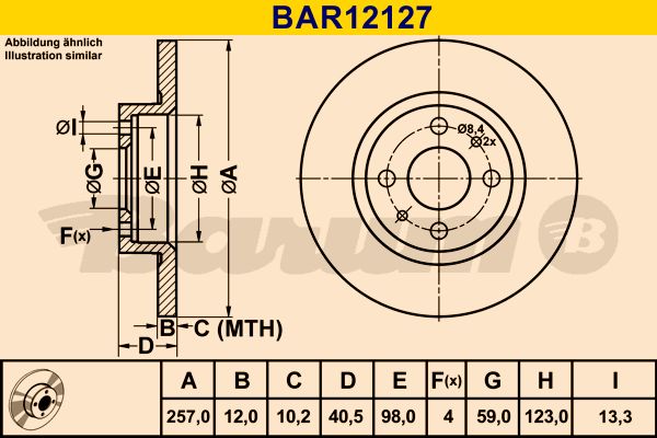 BARUM Bremžu diski BAR12127