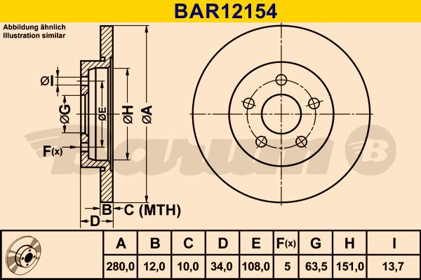 BARUM Bremžu diski BAR12154