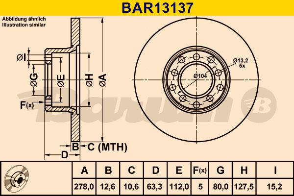 BARUM Bremžu diski BAR13137