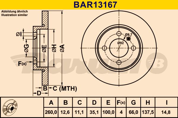 BARUM Bremžu diski BAR13167