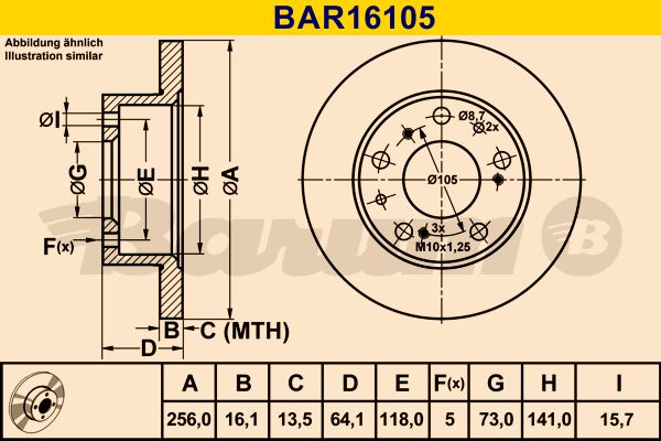 BARUM Bremžu diski BAR16105