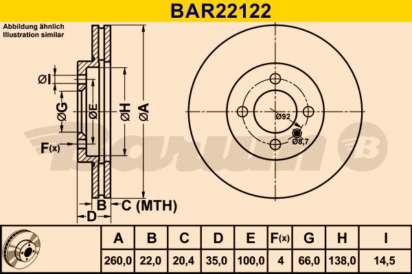 BARUM Bremžu diski BAR22122