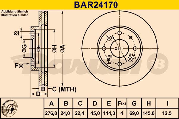 BARUM Bremžu diski BAR24170