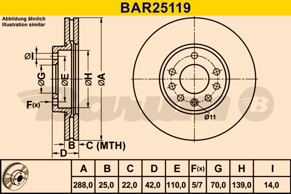 BARUM Bremžu diski BAR25119
