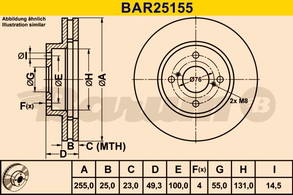 BARUM Bremžu diski BAR25155