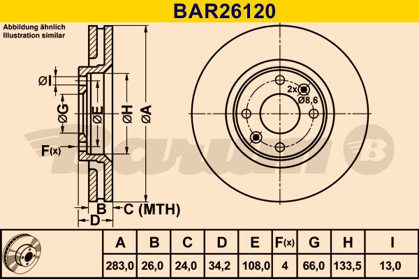 BARUM Тормозной диск BAR26120