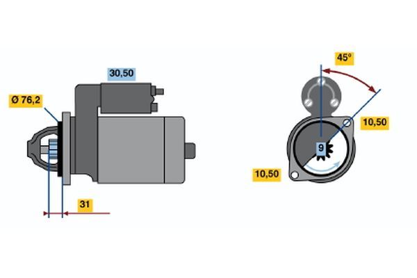 BOSCH Starteris 0 001 107 024