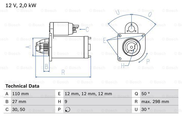 BOSCH Starteris 0 986 011 080