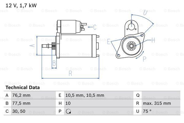 BOSCH Стартер 0 986 016 250