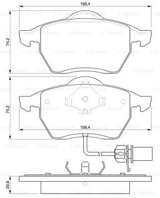 BOSCH Комплект тормозных колодок, дисковый тормоз 0 986 424 633