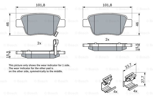 BOSCH Комплект тормозных колодок, дисковый тормоз 0 986 424 798