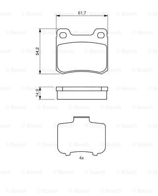 BOSCH Комплект тормозных колодок, дисковый тормоз 0 986 466 871