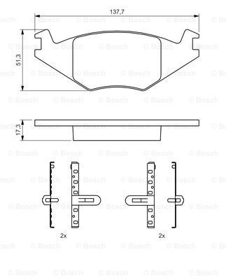 BOSCH Комплект тормозных колодок, дисковый тормоз 0 986 468 890