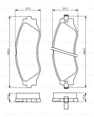 BOSCH Комплект тормозных колодок, дисковый тормоз 0 986 494 173