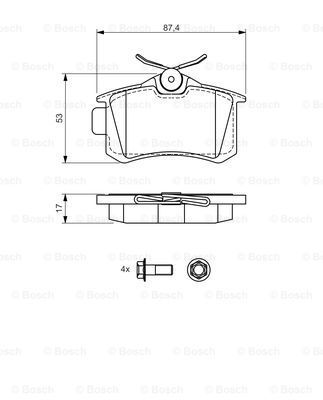 BOSCH Комплект тормозных колодок, дисковый тормоз 0 986 494 516