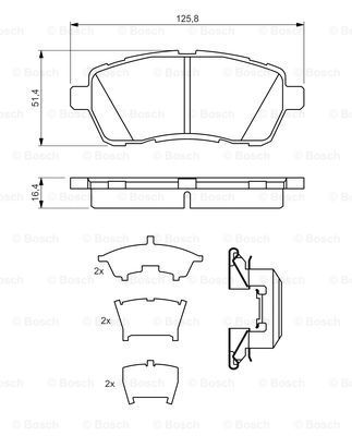 BOSCH Комплект тормозных колодок, дисковый тормоз 0 986 494 652