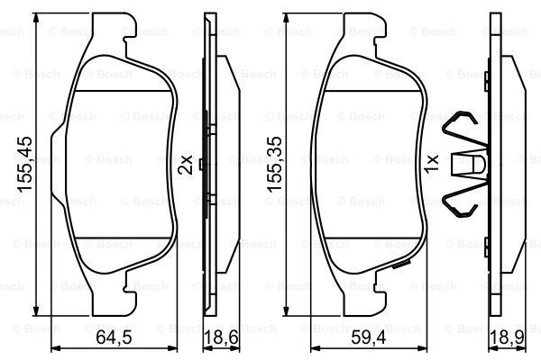 BOSCH Комплект тормозных колодок, дисковый тормоз 0 986 494 826