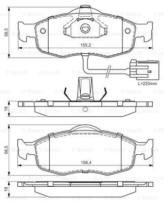 BOSCH Комплект тормозных колодок, дисковый тормоз 0 986 495 028