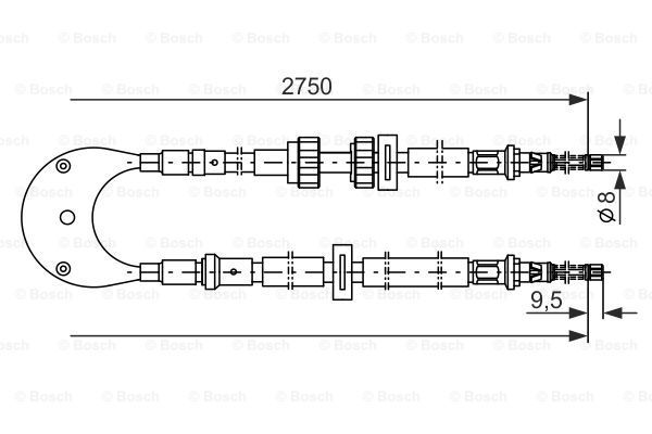 BOSCH Тросик, cтояночный тормоз 1 987 477 228