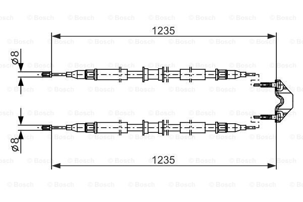 BOSCH Тросик, cтояночный тормоз 1 987 477 869