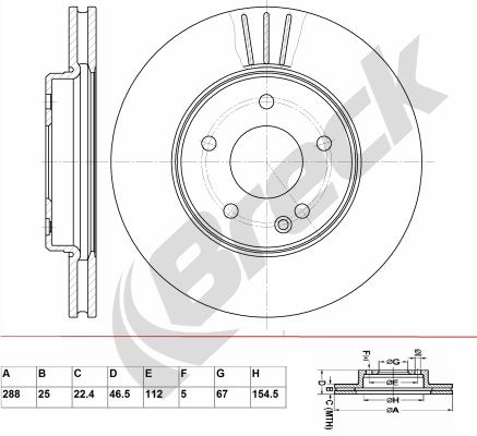 BRECK Тормозной диск BR 312 VA100