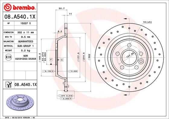 BREMBO Тормозной диск 08.A540.1X