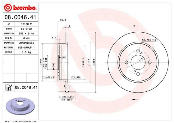 BREMBO Bremžu diski 08.C046.41