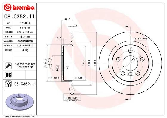 BREMBO Тормозной диск 08.C352.11