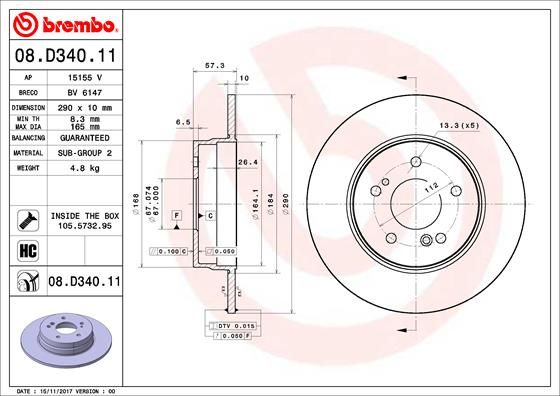 BREMBO Bremžu diski 08.D340.11