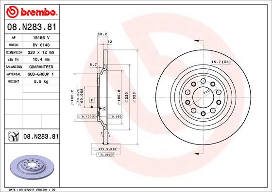 BREMBO Тормозной диск 08.N283.81