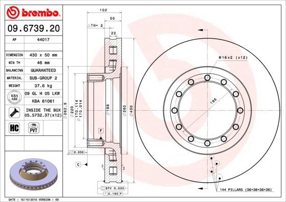 BREMBO Bremžu diski 09.6739.20