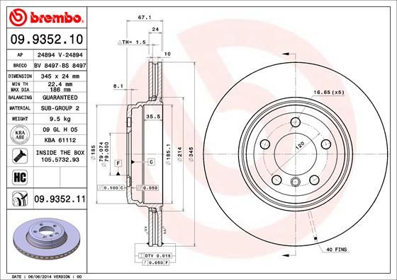 BREMBO Тормозной диск 09.9352.10