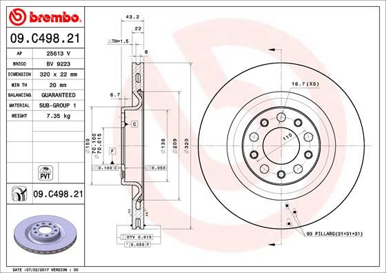 BREMBO Тормозной диск 09.C498.21