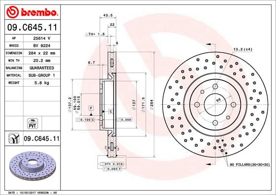 BREMBO Bremžu diski 09.C645.11