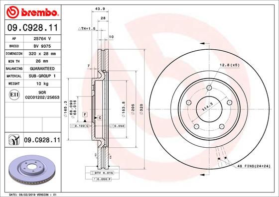 BREMBO Тормозной диск 09.C928.11