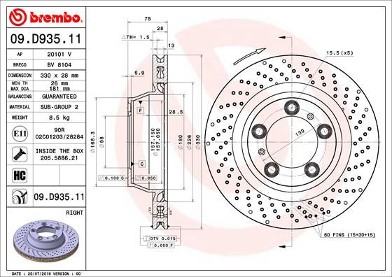 BREMBO Bremžu diski 09.D935.11