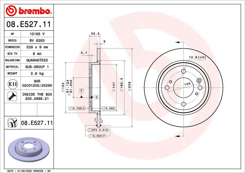 BREMBO Bremžu diski 09.N236.2X