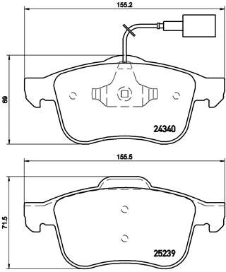 BREMBO Bremžu uzliku kompl., Disku bremzes P 23 132