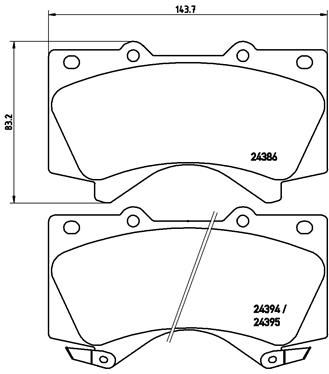 BREMBO Bremžu uzliku kompl., Disku bremzes P 83 107X