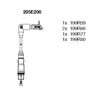 BREMI Augstsprieguma vadu komplekts 205E200