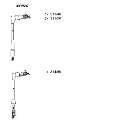 BREMI Augstsprieguma vadu komplekts 300/587