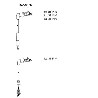 BREMI Augstsprieguma vadu komplekts 3A00/158