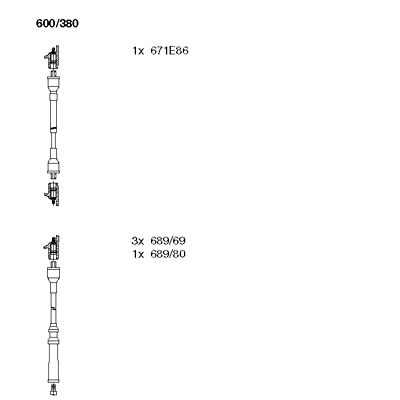 BREMI Комплект проводов зажигания 600/380
