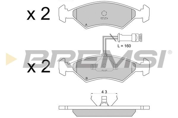 BREMSI Комплект тормозных колодок, дисковый тормоз BP2163