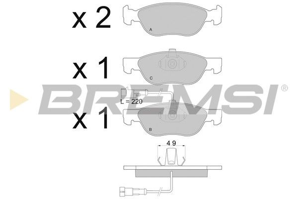 BREMSI Комплект тормозных колодок, дисковый тормоз BP2667
