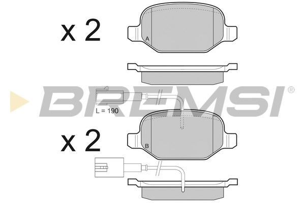 BREMSI Комплект тормозных колодок, дисковый тормоз BP3490
