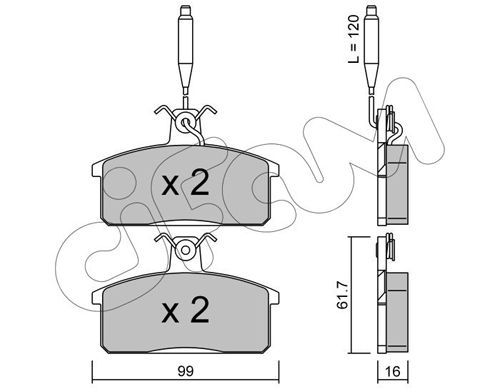 CIFAM Комплект тормозных колодок, дисковый тормоз 822-026-3
