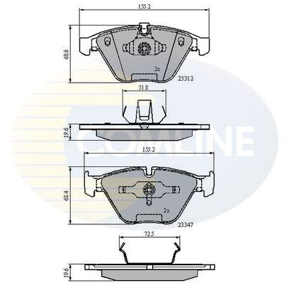 COMLINE Комплект тормозных колодок, дисковый тормоз CBP02033