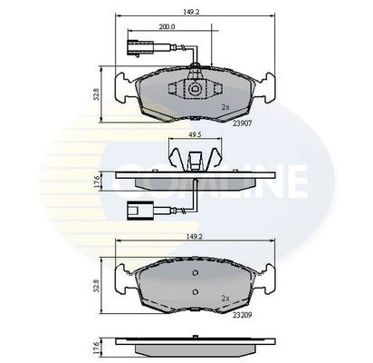 COMLINE Комплект тормозных колодок, дисковый тормоз CBP12044